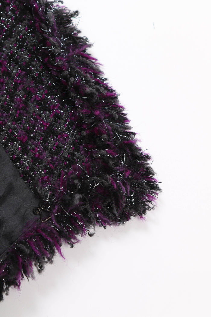 2000s Chanel Metallic Purple Tweed Jacket FR 36 (UK 8)