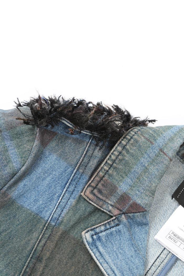 2010s Chanel Edinburgh Check Denim Blazer FR 38 (UK 10)