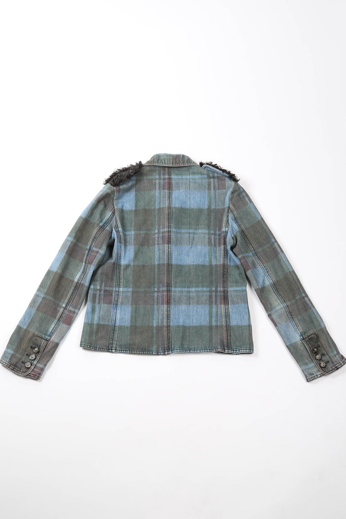 2010s Chanel Edinburgh Check Denim Blazer FR 38 (UK 10)