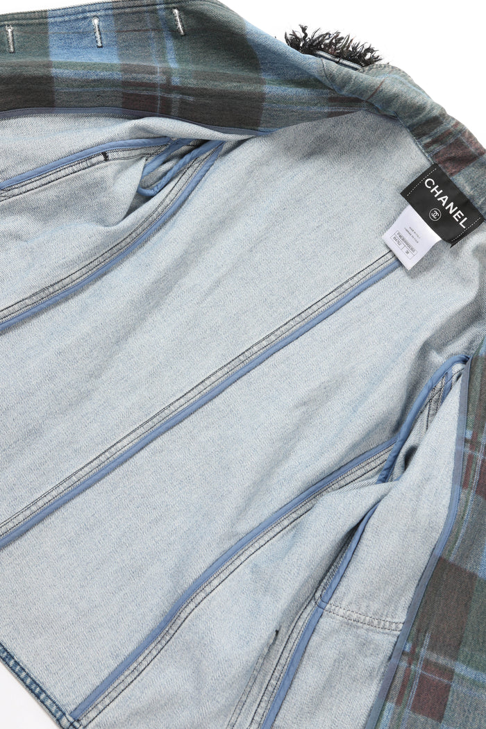 2010s Chanel Edinburgh Check Denim Blazer FR 38 (UK 10)