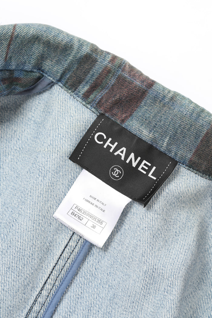 2010s Chanel Edinburgh Check Denim Blazer FR 38 (UK 10)