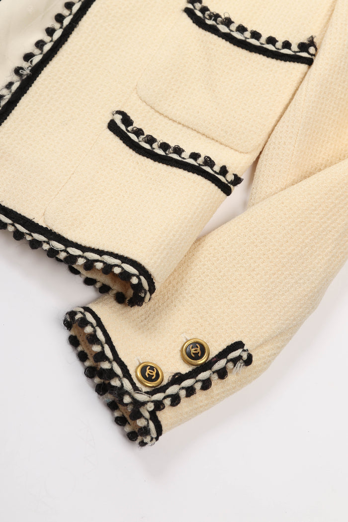 Vintage Chanel Cream Tweed Jacket and Midi Skirt Set (UK 6)