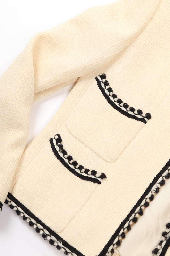 Vintage Chanel Cream Tweed Jacket and Midi Skirt Set (UK 6)