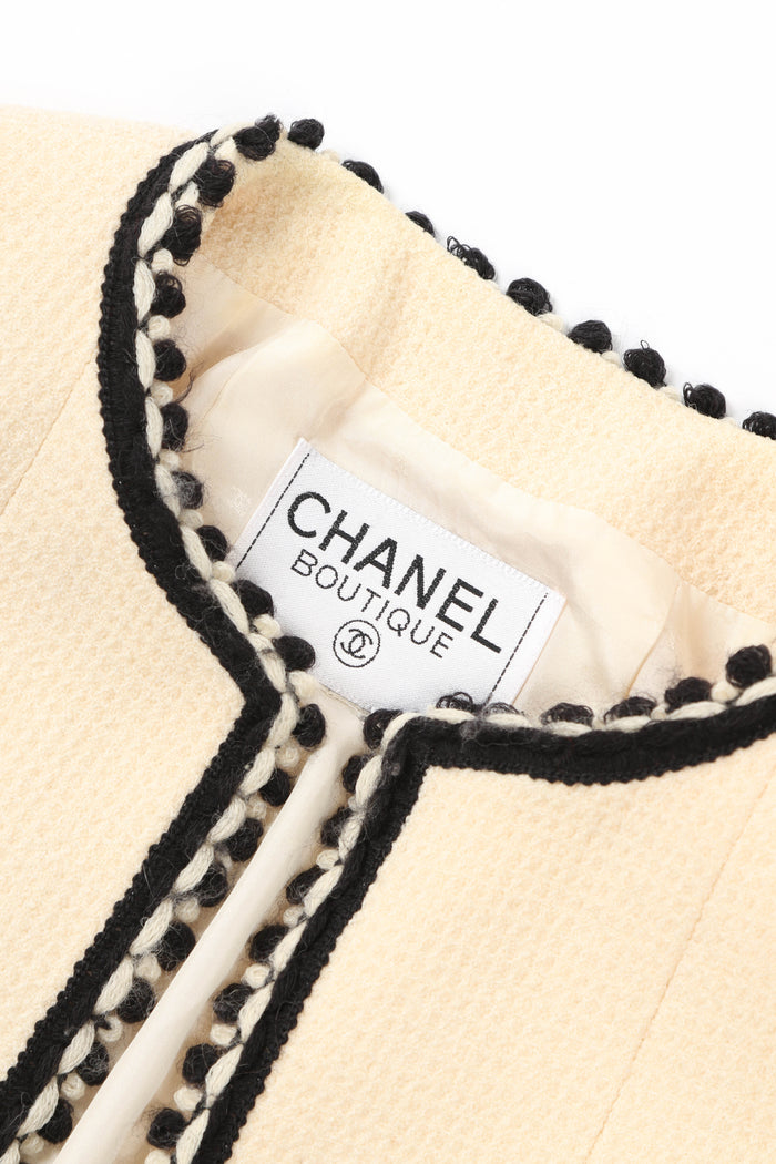 Vintage Chanel Cream Tweed Jacket and Midi Skirt Set (UK 6)