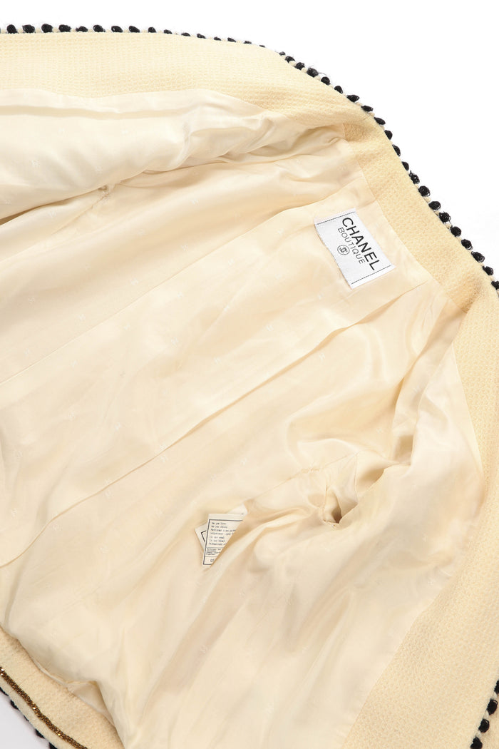 Vintage Chanel Cream Tweed Jacket and Midi Skirt Set (UK 6)