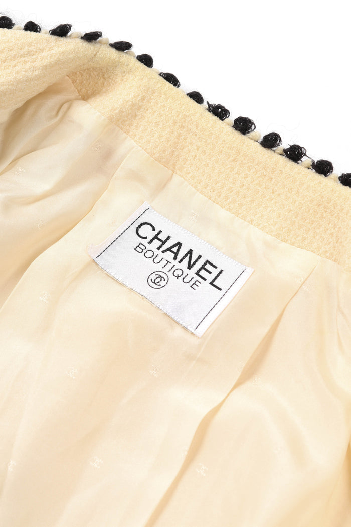 Vintage Chanel Cream Tweed Jacket and Midi Skirt Set (UK 6)