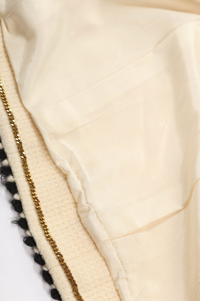 Vintage Chanel Cream Tweed Jacket and Midi Skirt Set (UK 6)