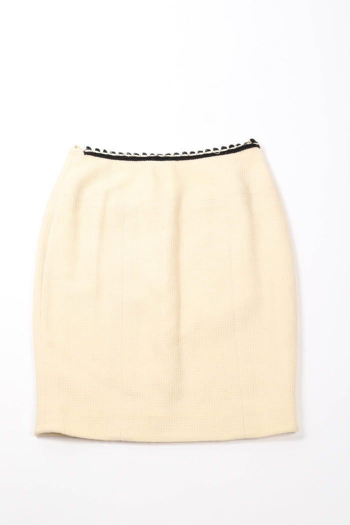 Vintage Chanel Cream Tweed Jacket and Midi Skirt Set (UK 6)