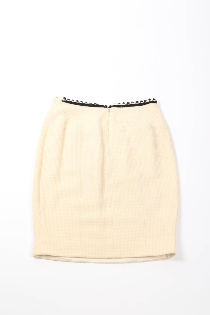 Vintage Chanel Cream Tweed Jacket and Midi Skirt Set (UK 6)