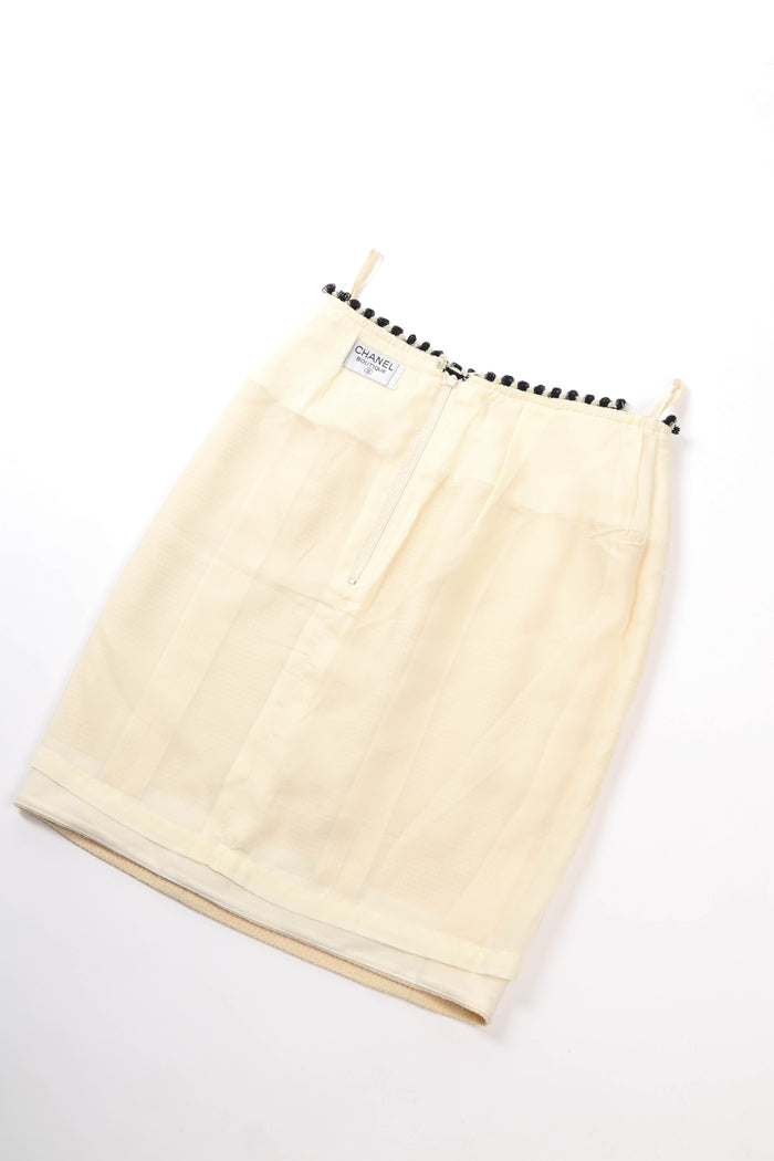 Vintage Chanel Cream Tweed Jacket and Midi Skirt Set (UK 6)