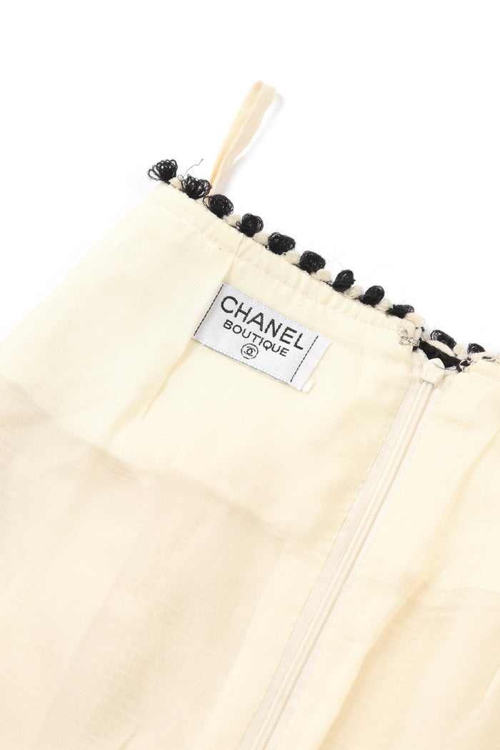 Vintage Chanel Cream Tweed Jacket and Midi Skirt Set (UK 6)