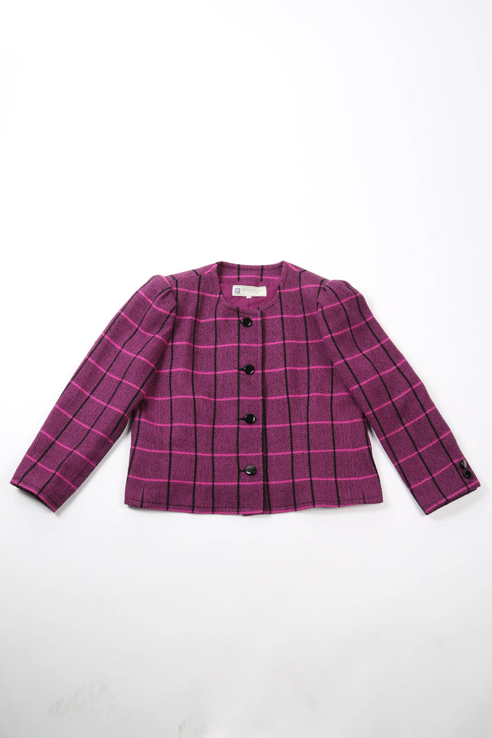 Vintage Givenchy Glamour Purple Check Tweed Jacket