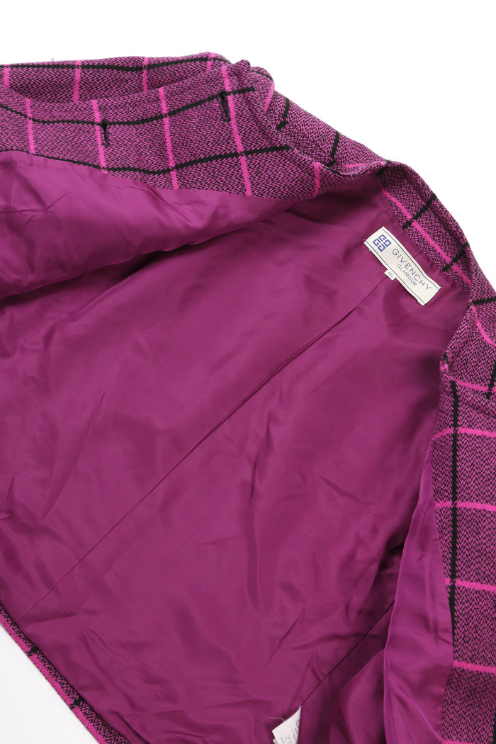 Vintage Givenchy Glamour Purple Check Tweed Jacket
