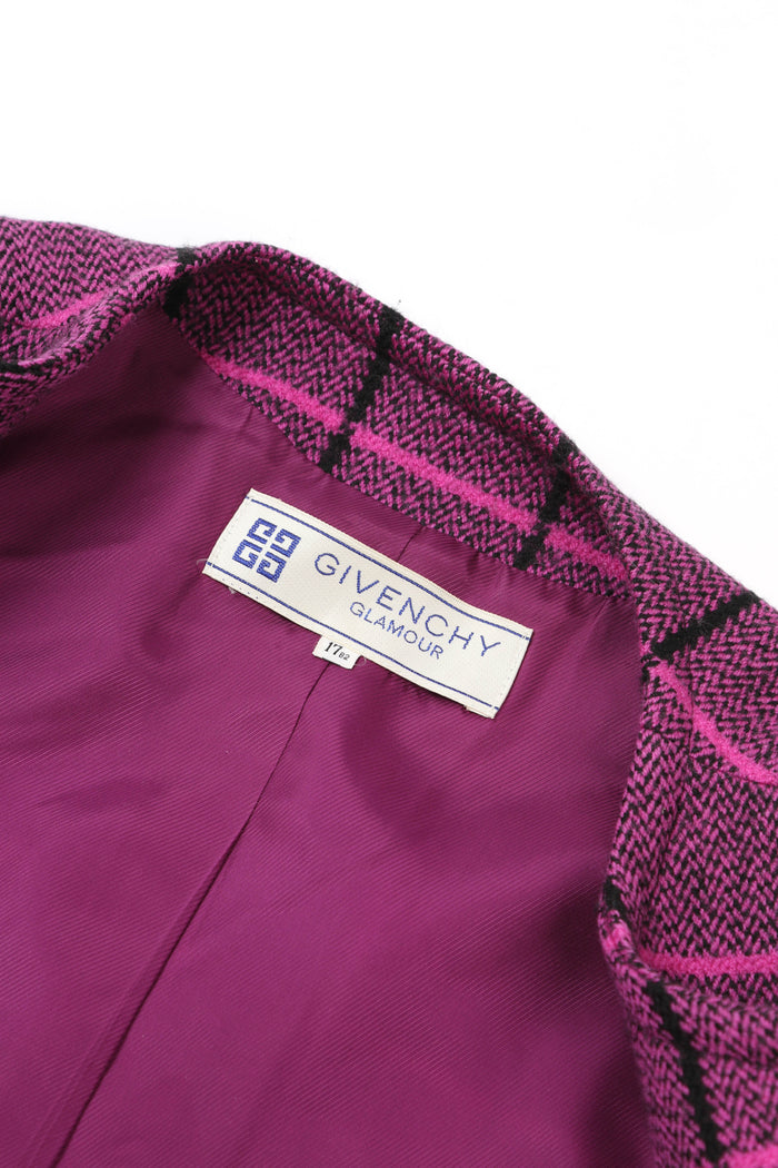 Vintage Givenchy Glamour Purple Check Tweed Jacket