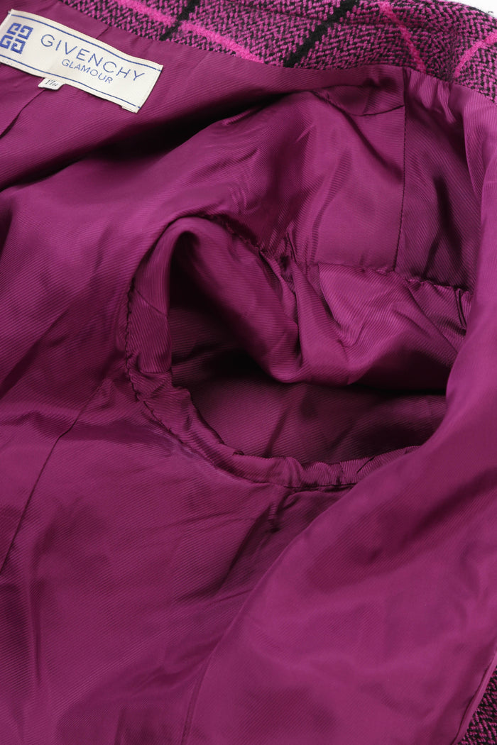 Vintage Givenchy Glamour Purple Check Tweed Jacket