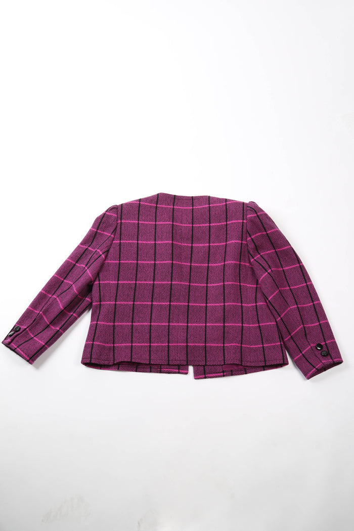 Vintage Givenchy Glamour Purple Check Tweed Jacket