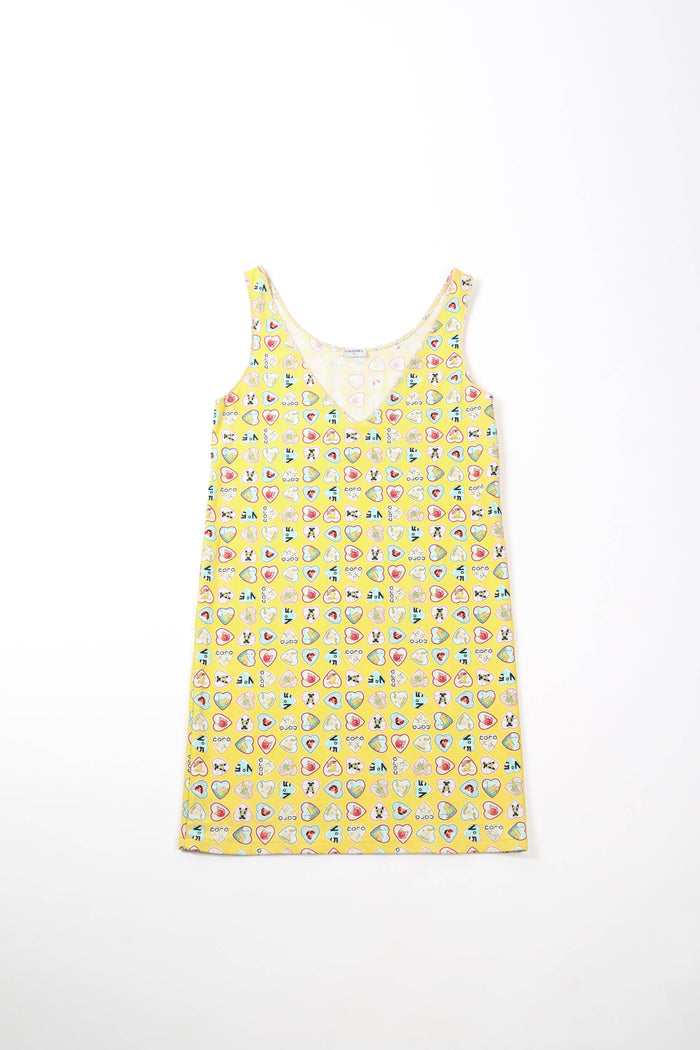 2000s Chanel Yellow Valentines Shift Dress FR 38( UK10)