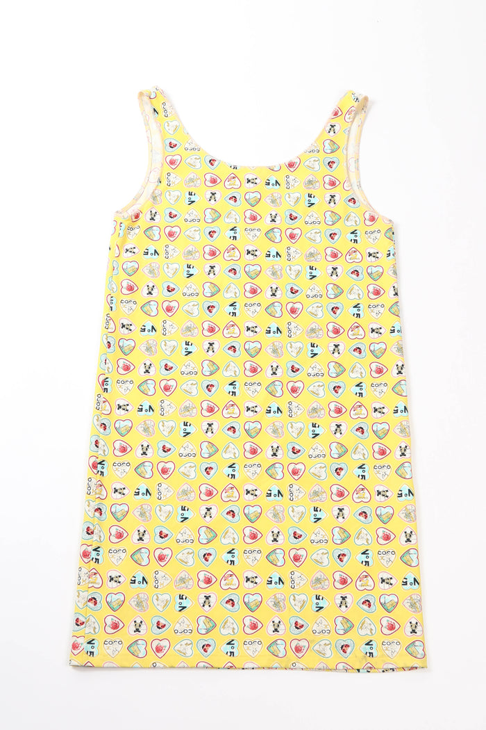 2000s Chanel Yellow Valentines Shift Dress FR 38( UK10)