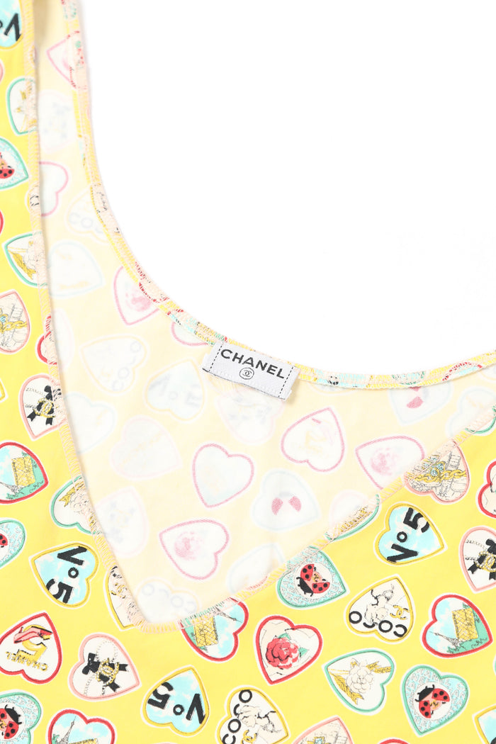 2000s Chanel Yellow Valentines Shift Dress FR 38( UK10)