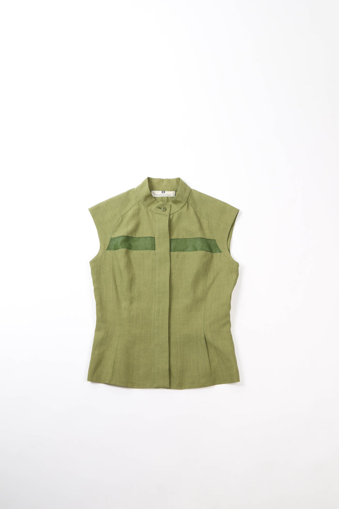 Vintage Givenchy Green Mesh Insert Blouse and Skirt Set (UK 8)