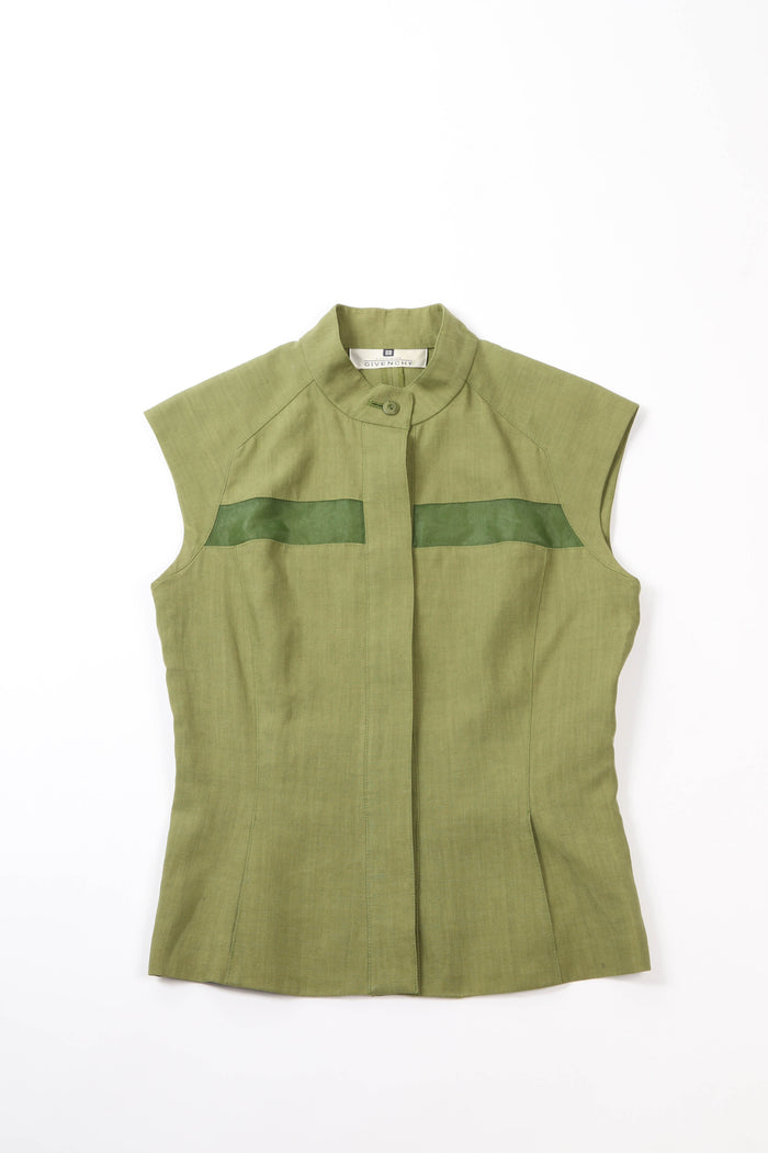 Vintage Givenchy Green Mesh Insert Blouse and Skirt Set (UK 8)