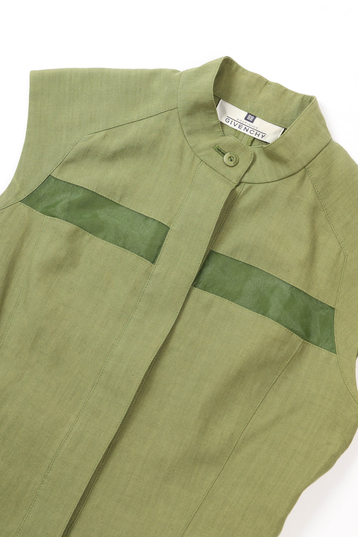 Vintage Givenchy Green Mesh Insert Blouse and Skirt Set (UK 8)
