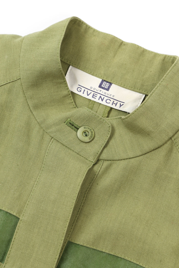 Vintage Givenchy Green Mesh Insert Blouse and Skirt Set (UK 8)