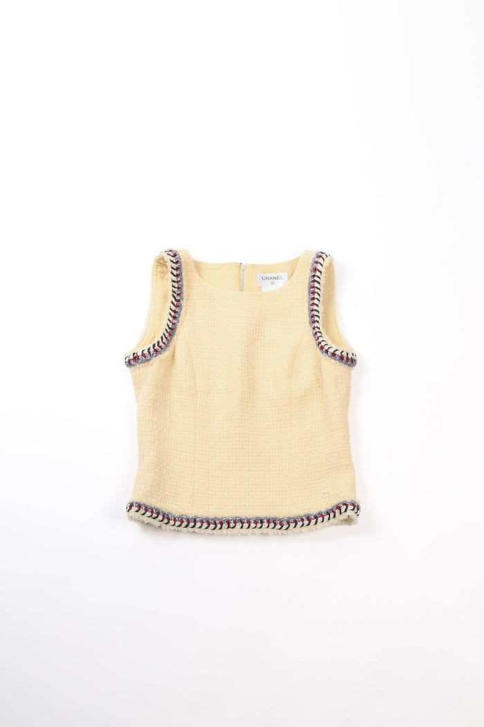 Chanel Cream Tweed Vest Top FR 38 (UK 10)
