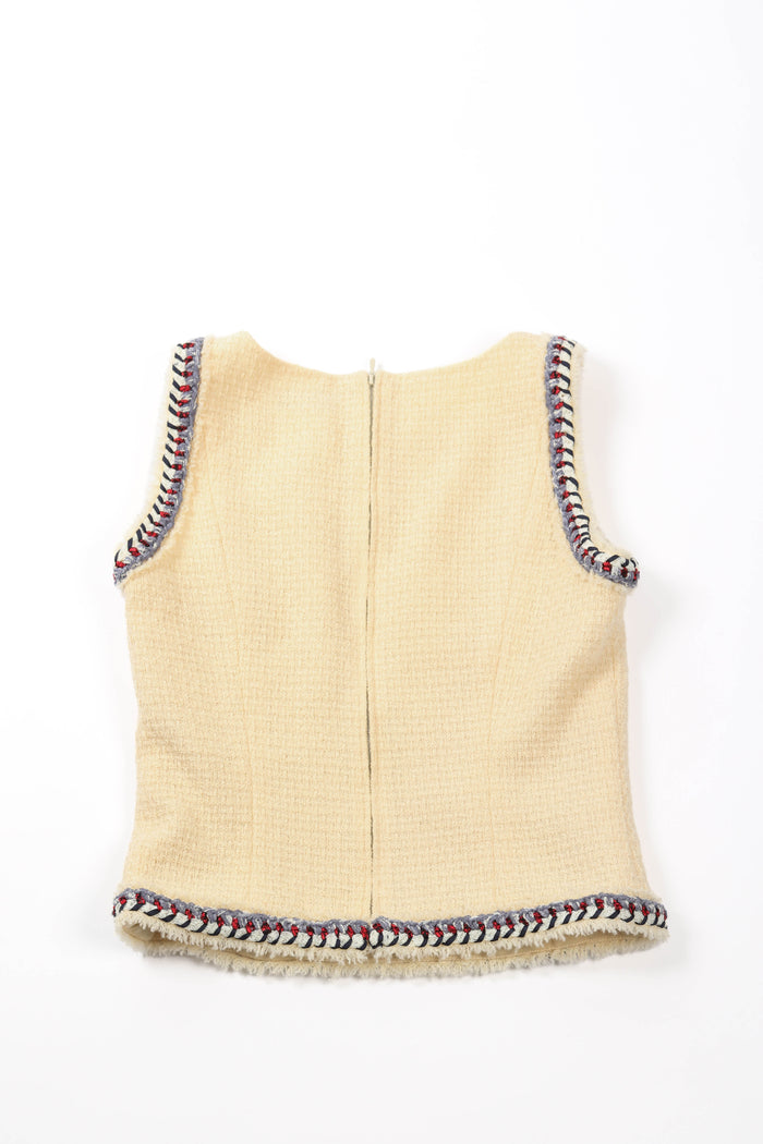 Chanel Cream Tweed Vest Top FR 38 (UK 10)