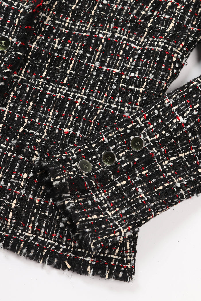 2000s Chanel Black Ribbon Tweed Blazer and Skirt Set FR38 ( UK10)