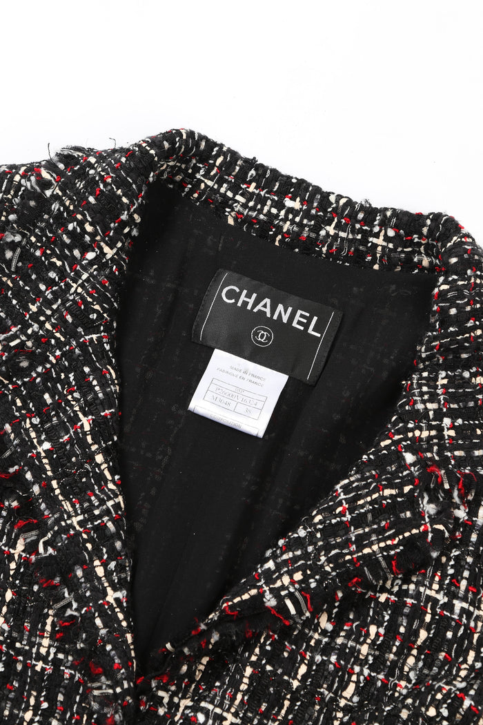 2000s Chanel Black Ribbon Tweed Blazer and Skirt Set FR38 ( UK10)