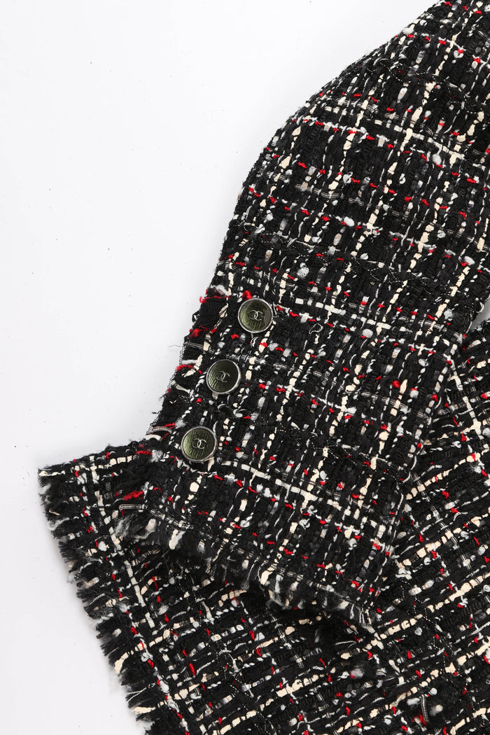 2000s Chanel Black Ribbon Tweed Blazer and Skirt Set FR38 ( UK10)