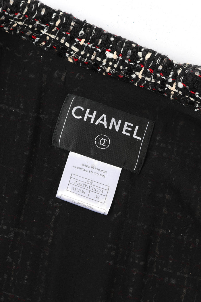 2000s Chanel Black Ribbon Tweed Blazer and Skirt Set FR38 ( UK10)