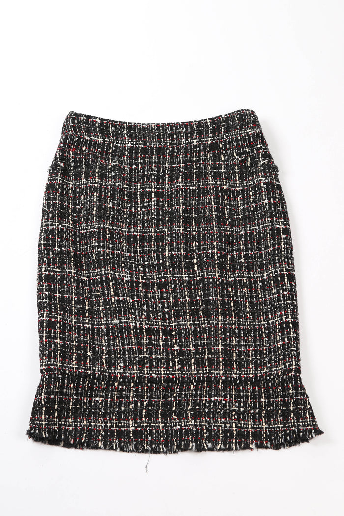 2000s Chanel Black Ribbon Tweed Blazer and Skirt Set FR38 ( UK10)