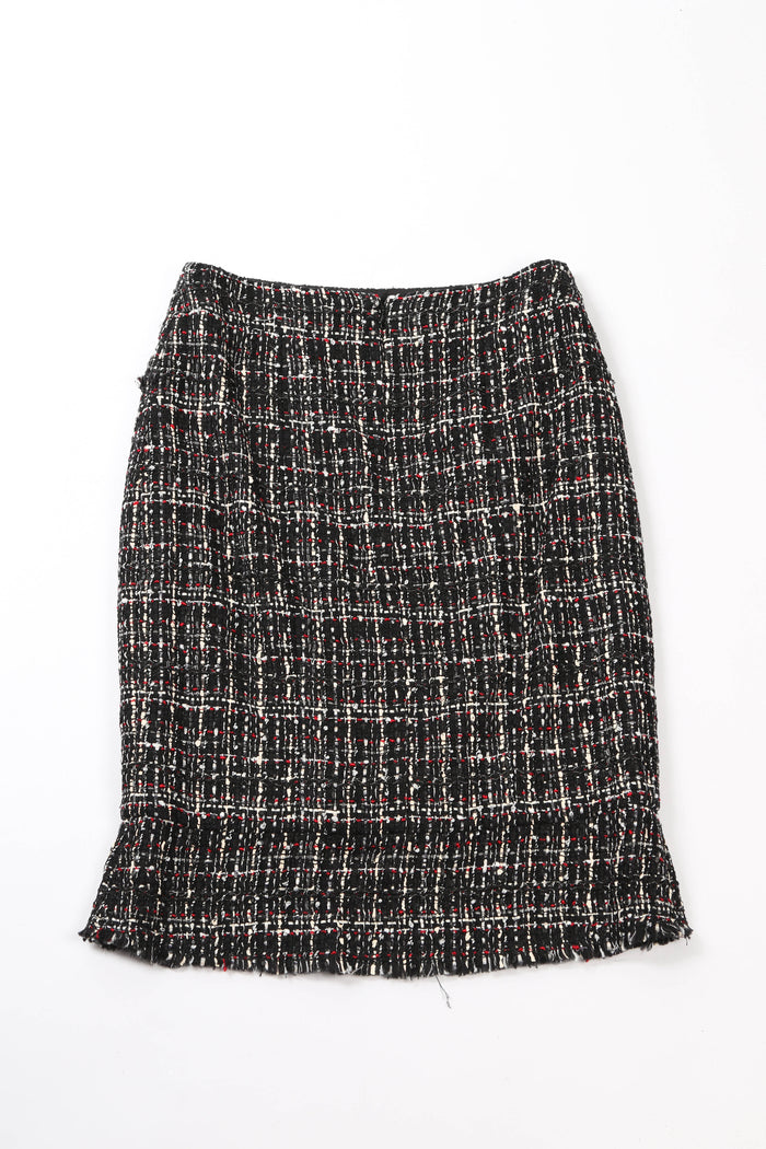 2000s Chanel Black Ribbon Tweed Blazer and Skirt Set FR38 ( UK10)