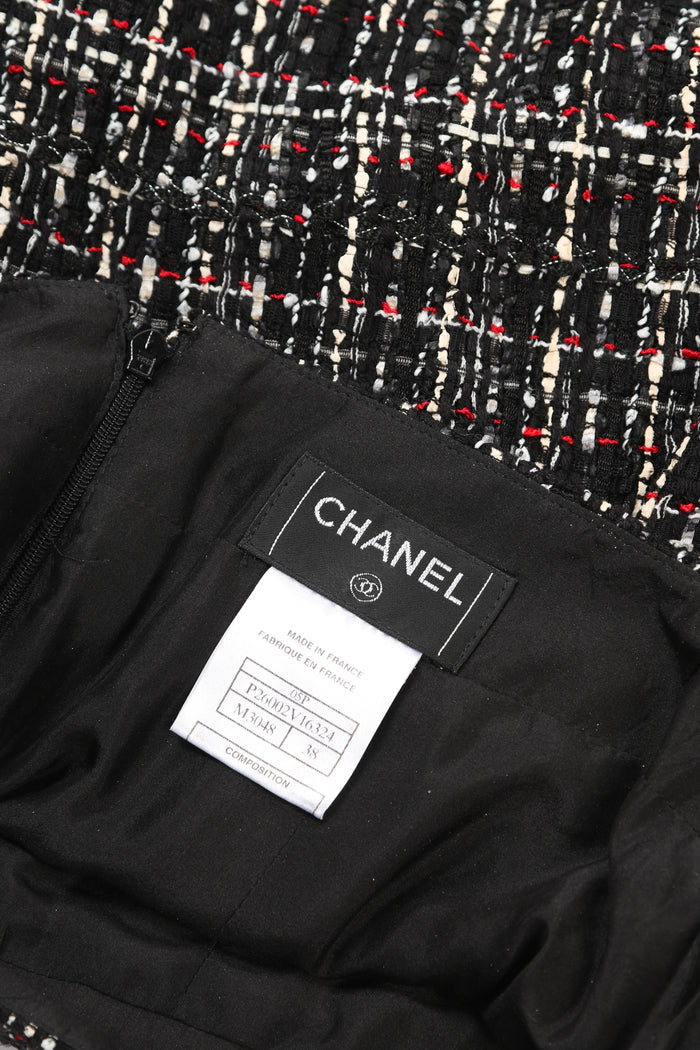 2000s Chanel Black Ribbon Tweed Blazer and Skirt Set FR38 ( UK10)
