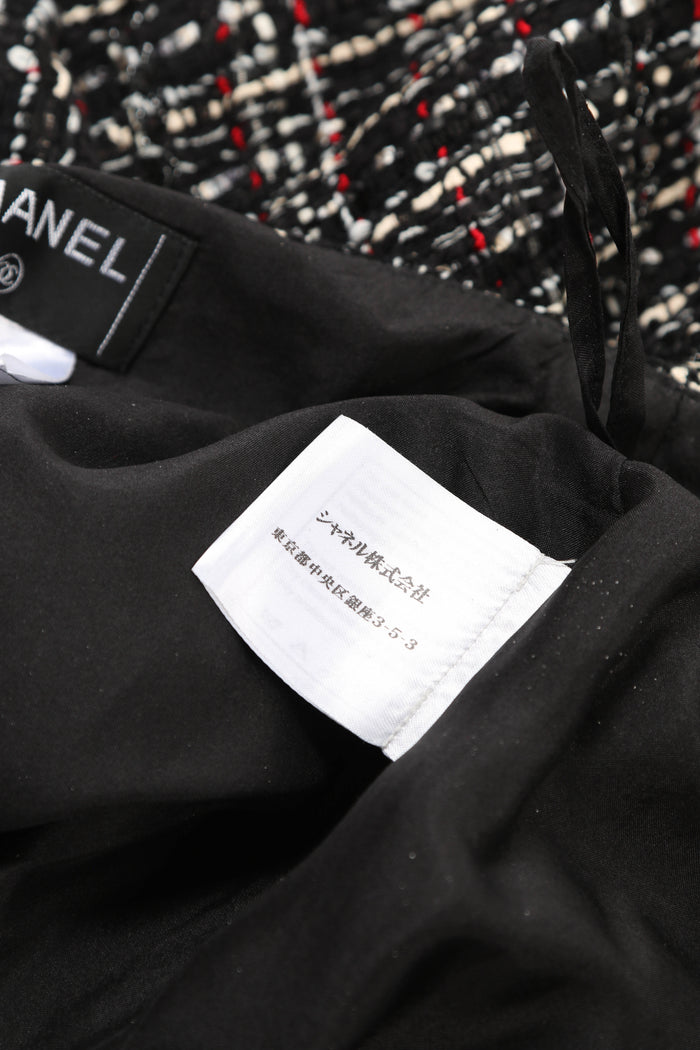 2000s Chanel Black Ribbon Tweed Blazer and Skirt Set FR38 ( UK10)