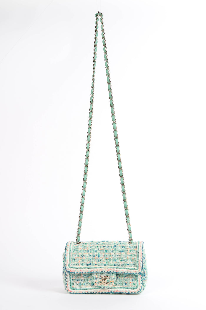 2010s Chanel Multicoloured Tweed Mini Rectangular Single Flap Bag