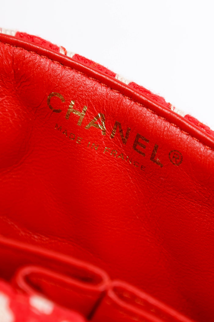 2000s Chanel Red and White Tweed East West Single Flap Bag
