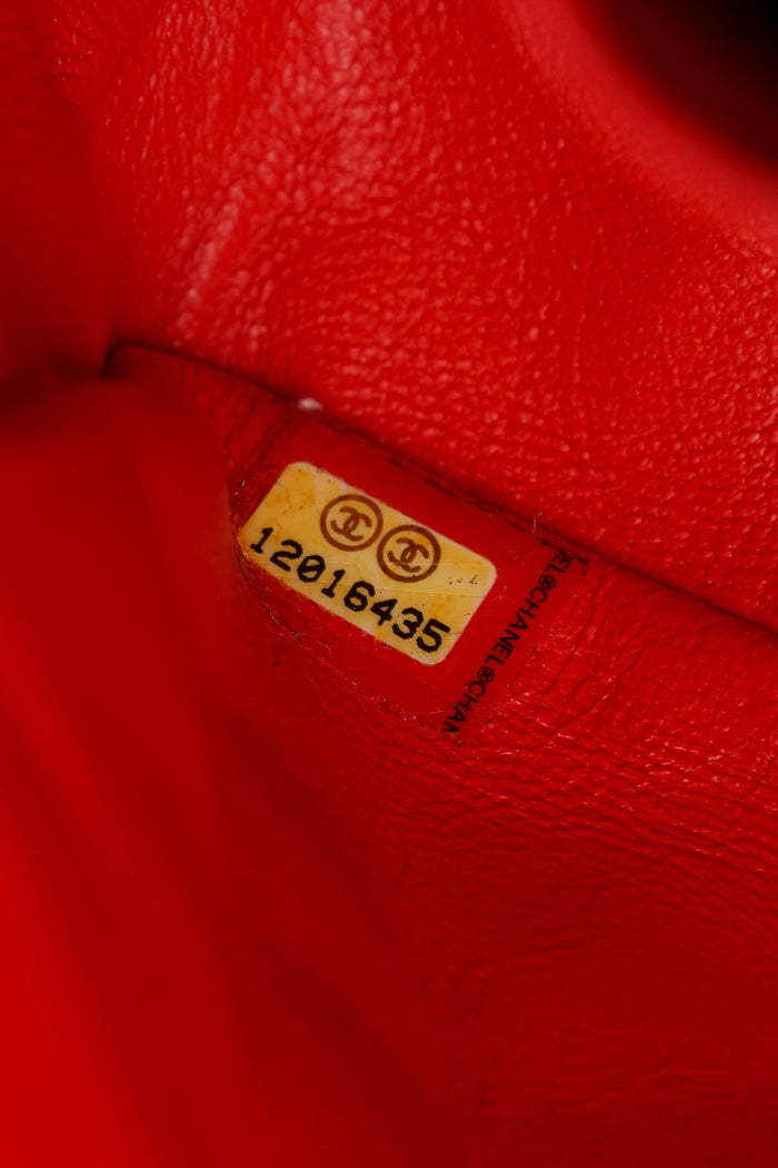 2000s Chanel Red and White Tweed East West Single Flap Bag