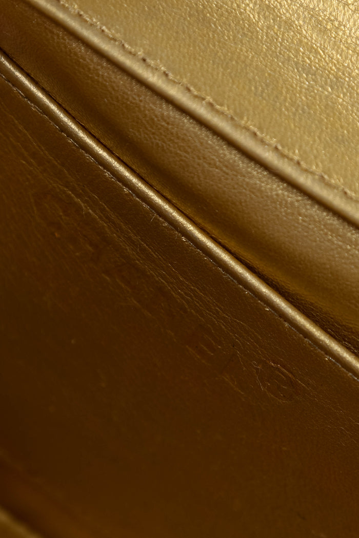 90s Chanel Gold Lambskin Leather Top Handle Bag