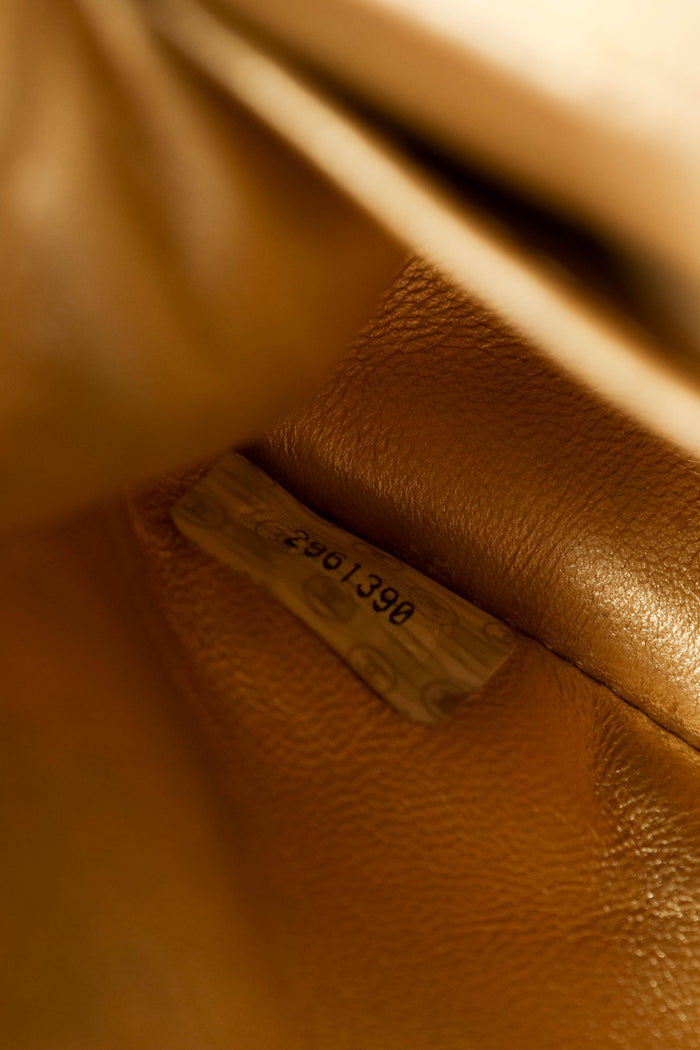 90s Chanel Gold Lambskin Leather Top Handle Bag