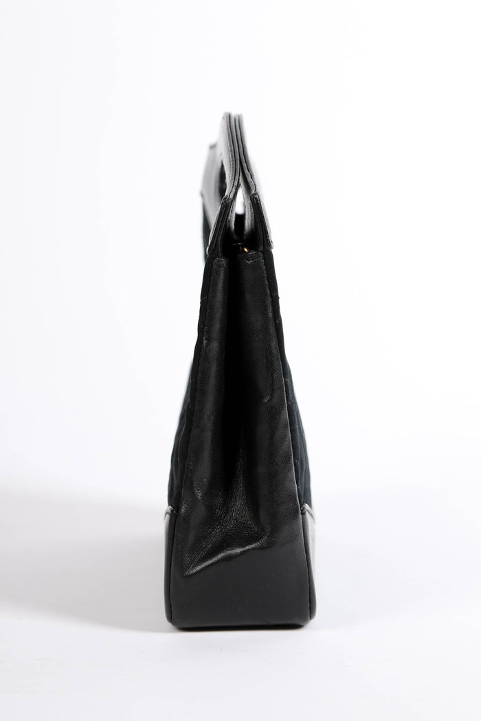 RARE 90s Chanel Black Satin Nano 31 Shopping Top Handle Bag