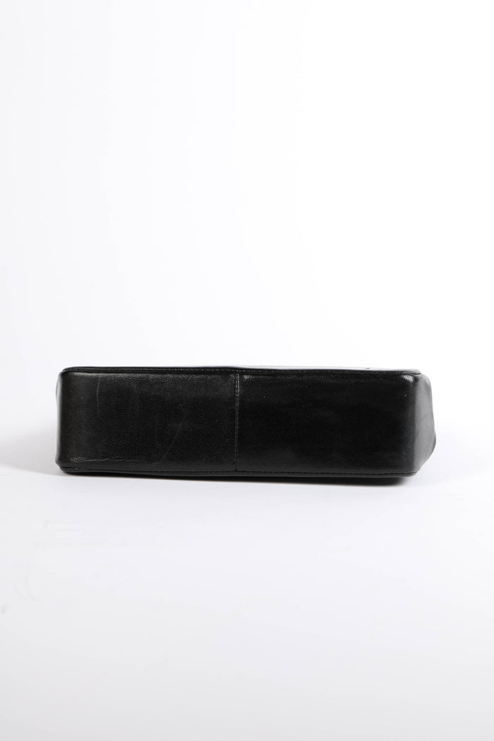 RARE 90s Chanel Black Satin Nano 31 Shopping Top Handle Bag