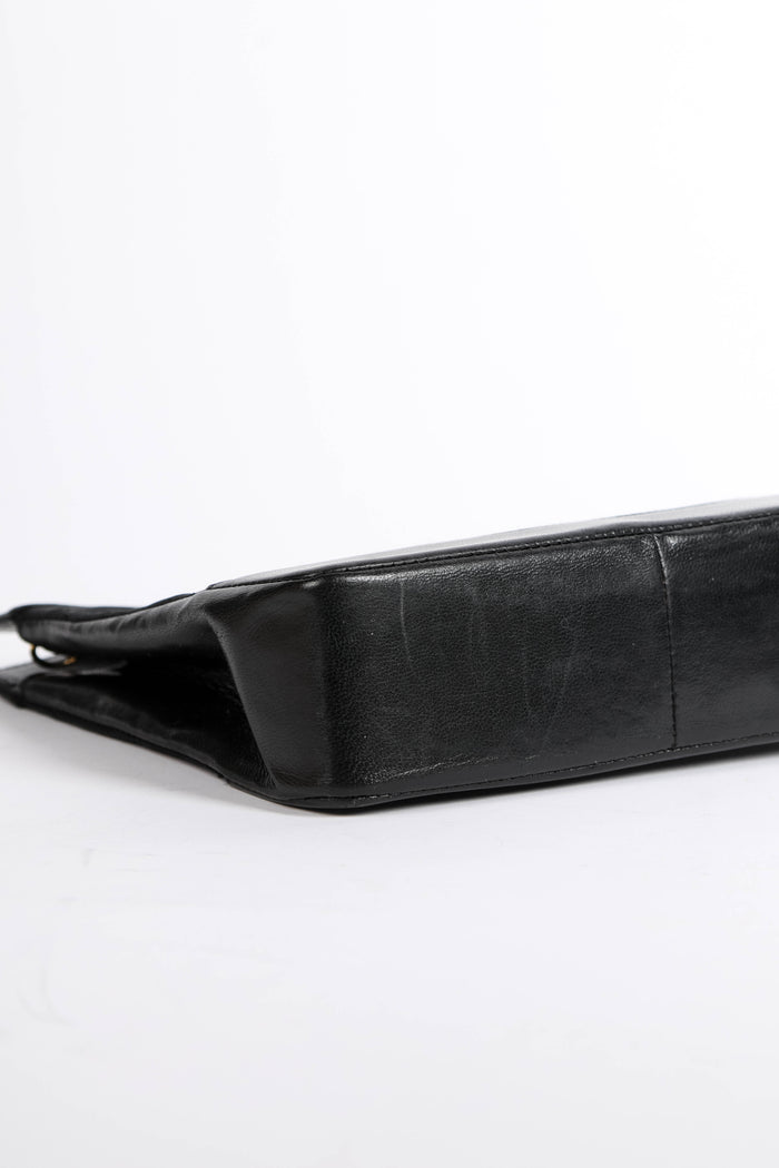RARE 90s Chanel Black Satin Nano 31 Shopping Top Handle Bag