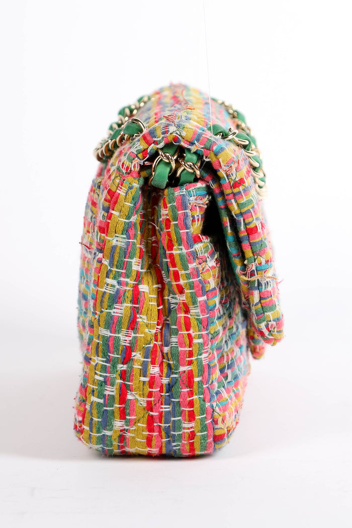 2010s Chanel Multicoloured Tweed Medium Double Flap Shoulder Bag