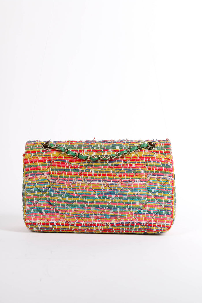 2010s Chanel Multicoloured Tweed Medium Double Flap Shoulder Bag