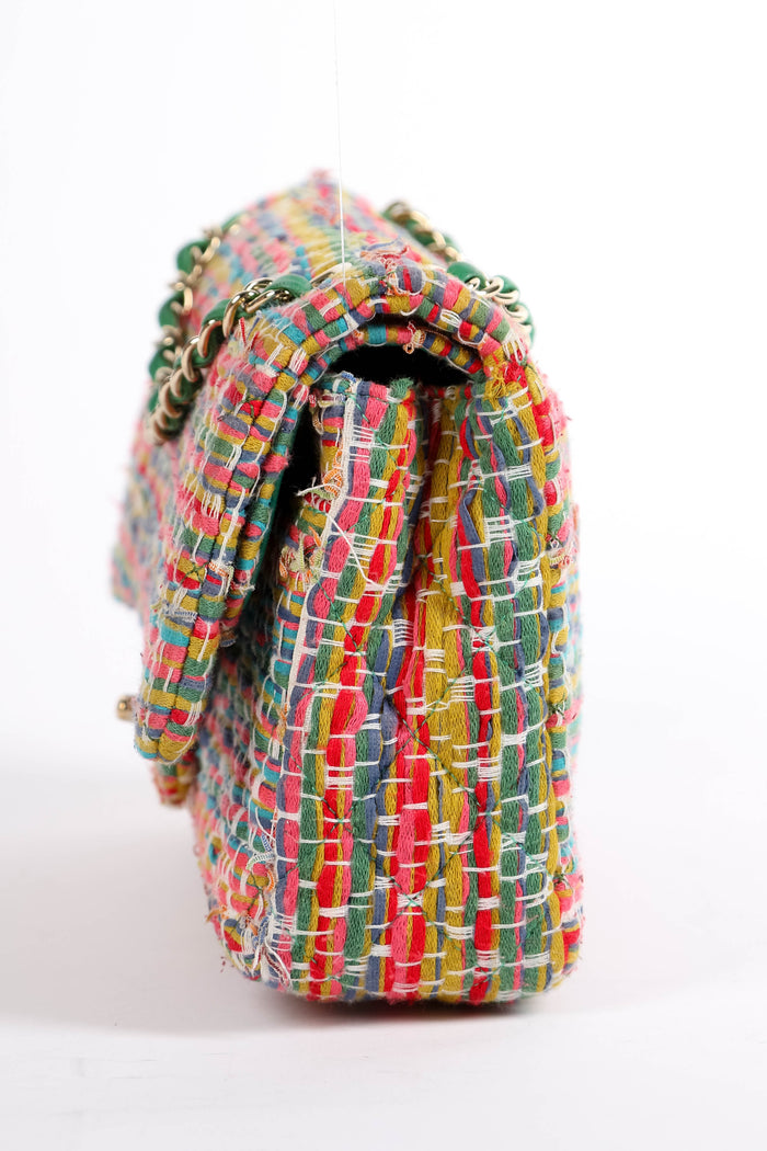 2010s Chanel Multicoloured Tweed Medium Double Flap Shoulder Bag