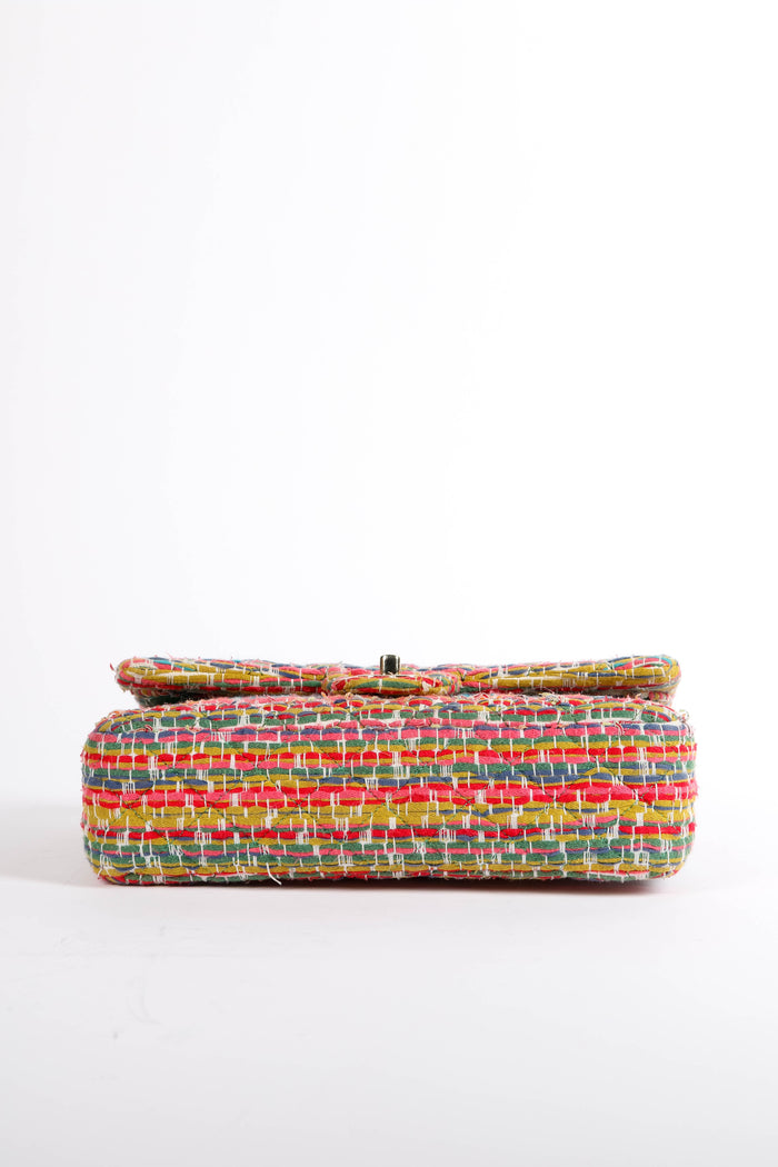 2010s Chanel Multicoloured Tweed Medium Double Flap Shoulder Bag