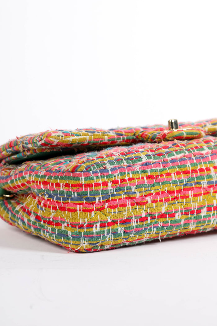 2010s Chanel Multicoloured Tweed Medium Double Flap Shoulder Bag